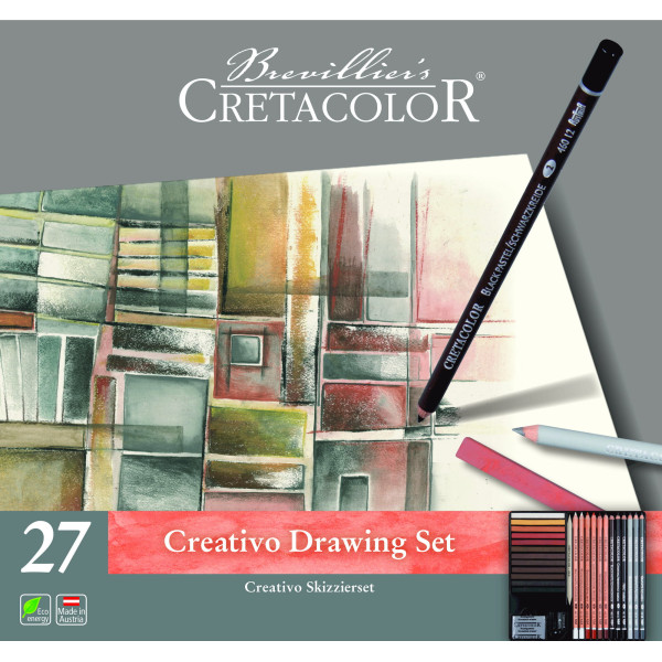 photo-Crayons - Fusains - Estompe - Dessin - Esquisse - Cretacolor - Creative Drawing Set - 27 pièces