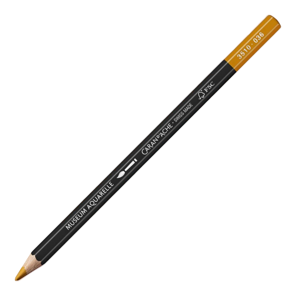 photo-Crayon de couleur - Aquarelle - Sienne naturelle - Caran d'Ache - Museum Aquarelle