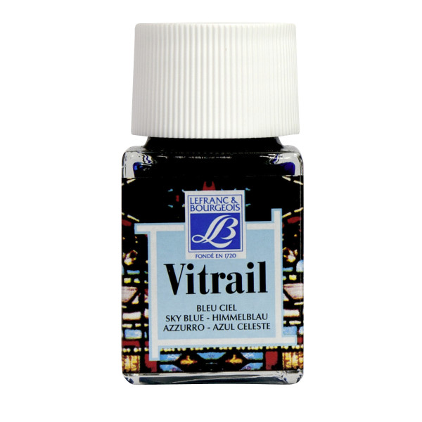 photo-Peinture vitrail - Lefranc Bourgeois - Bleu ciel - Flacon de 50ml
