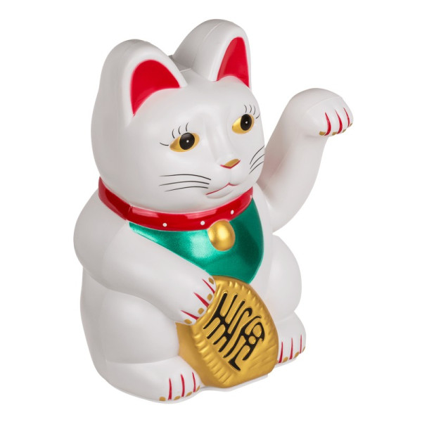 Statue - Chat porte bonheur - Blanc - Maneki-neko - 20 cm