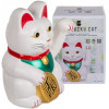 Statue - Chat porte bonheur - Blanc - Maneki-neko - 20 cm
