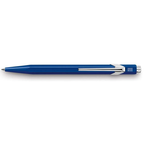 photo-Stylo à bille - Corps bleu saphir - Métal - Encre bleue - Pointe moyenne - Caran d'Ache - 849