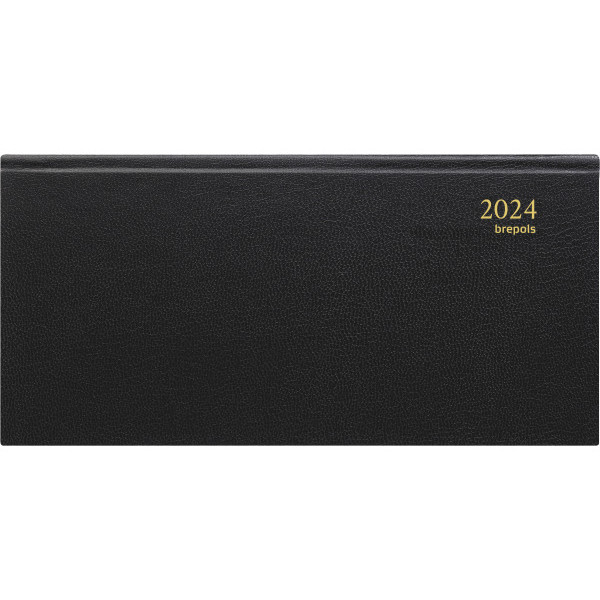 Agenda 2024 Breprint 1 semaine sur 2 pages à l'italienne 16,6 x 8 cm noir