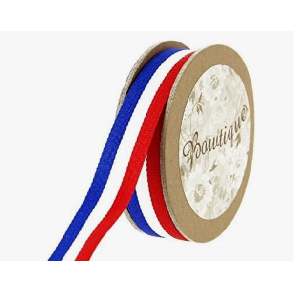 photo-Ruban - Bleu blanc rouge - Drapeau français - Gris grain - 5m x 15mm