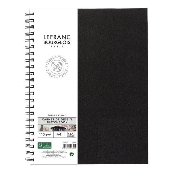 photo-Carnet à dessin - A4 - Spirales - 80 pages - Papier 110g - Blanc - Lefranc Bourgeois