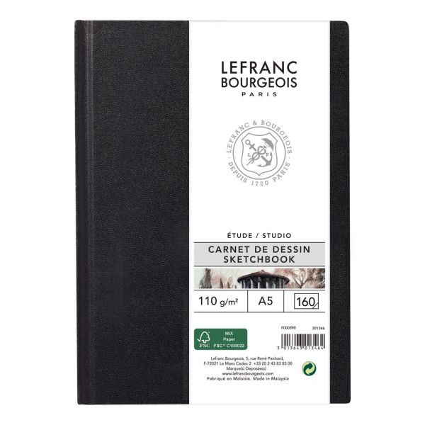photo-Carnet à dessin - A5 - 80 pages - Papier 110g - Blanc - Lefranc Bourgeois