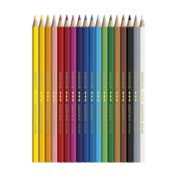 Crayons de couleur - 18 couleurs - Caran d'Ache - Swisscolor - Permanent