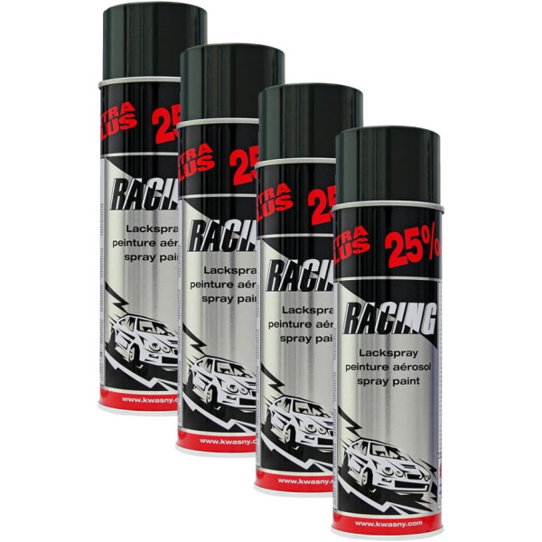 photo-4 bombes de peinture - Carrosserie voiture - Racing - Noir brillant - 500ml