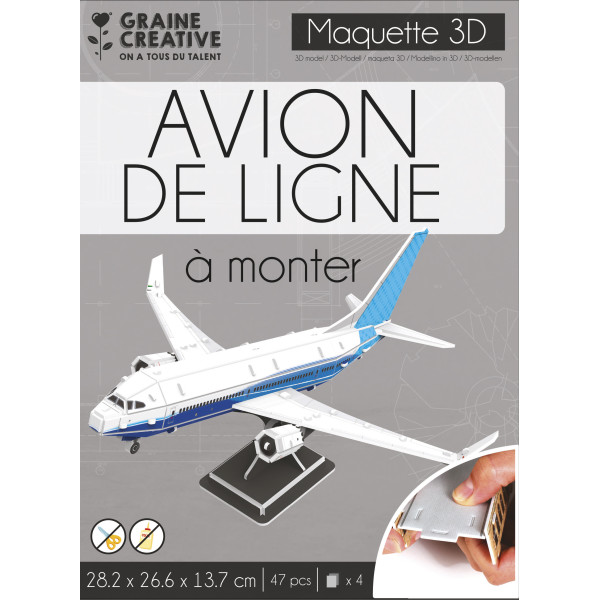 photo-Maquette - Puzzle - 3D - Avion de ligne - 47 pièces - Dès 8 ans