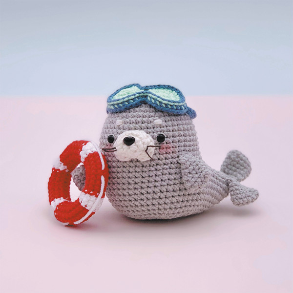 Kit créatif - Crée un amigurumi en crochet - Phoque - Accessoires inclus