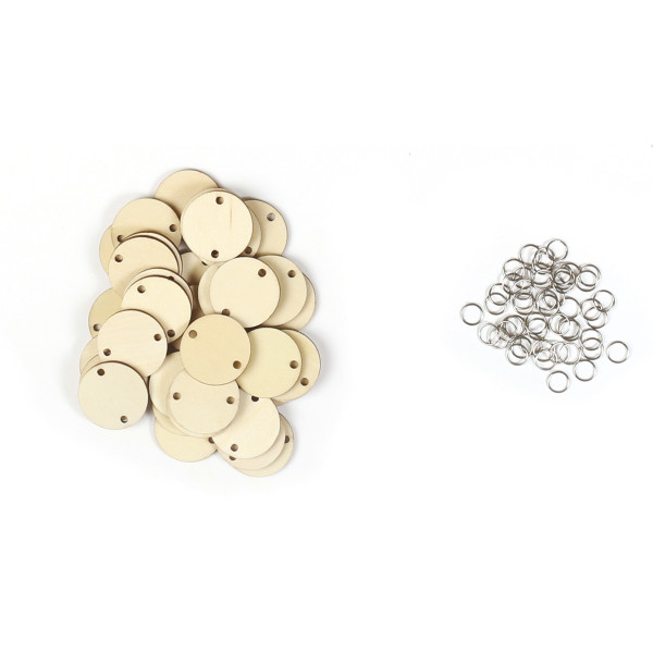 Recharges pour calendrier des anniversaires - 30 ronds en bois + anneaux