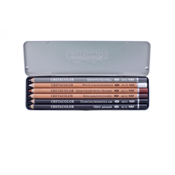 Crayons beaux-arts - Dessin - Cretacolor - Basic Pencils Pocket Set - Boîte de 7 pièces