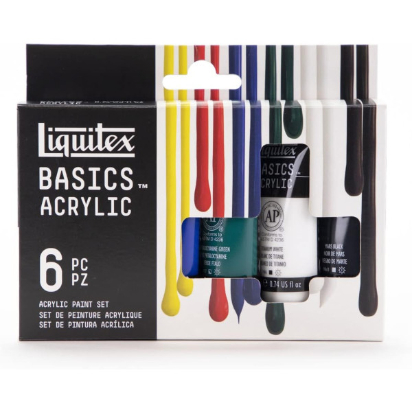 Tubes de peinture acrylique - Liquitex - Basics Acrylic - 6 couleurs - 22ml