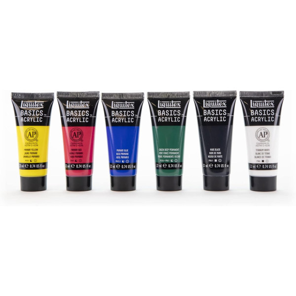 Tubes de peinture acrylique - Liquitex - Basics Acrylic - 6 couleurs - 22ml