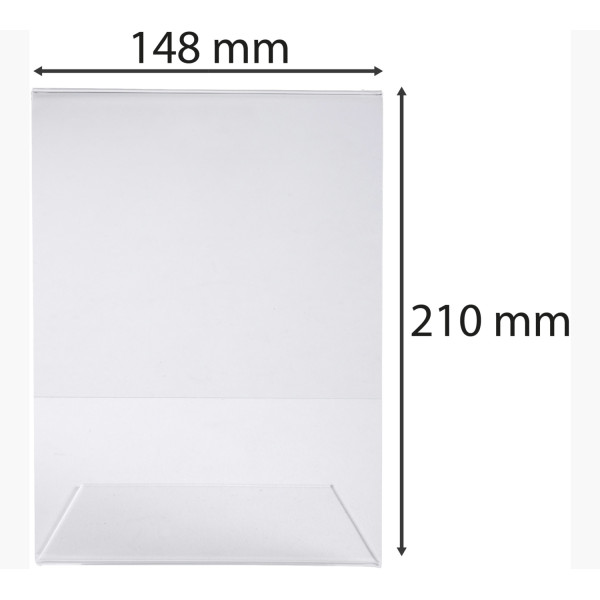 Porte-visuel - Présentoir - A5 - Incliné - Transparent - Pour photo, menu, document