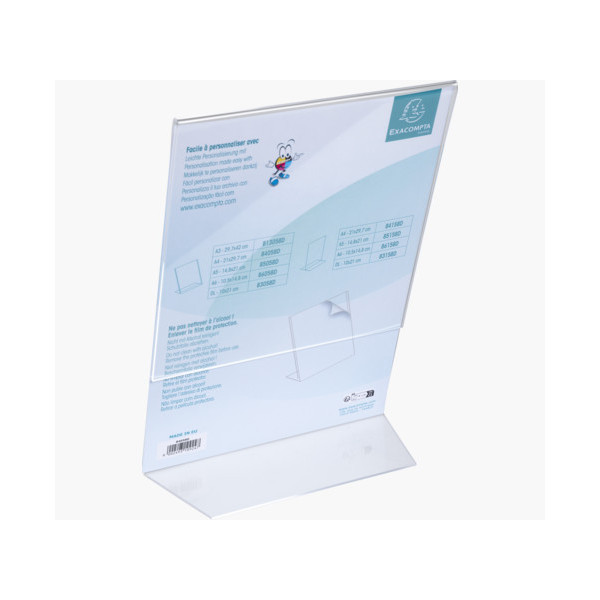 Porte-visuel - Présentoir - A4 - Incliné - Transparent - Pour photo, menu, document