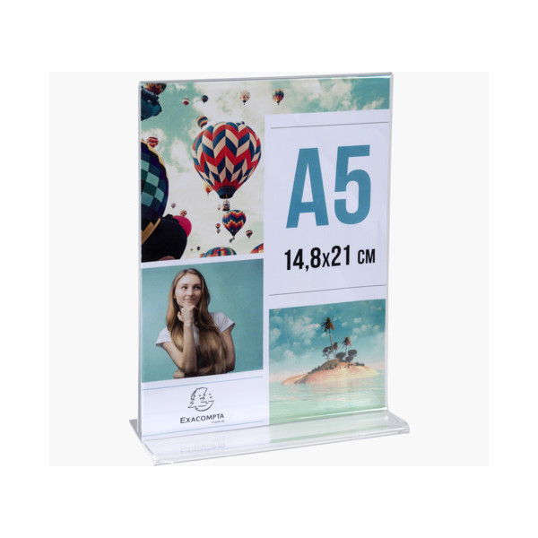 Porte-visuel - Présentoir - A5 - Droit - Transparent - Pour photo, menu, document