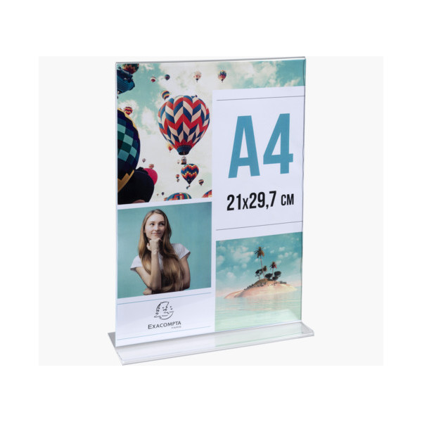 Porte-visuel - Présentoir - A4 - Droit - Transparent - Pour photo, menu, document