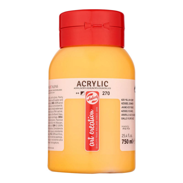 photo-Peinture acrylique - Jaune Azo Foncé - 270 - Pot de 750 ml - Talens Art Creation