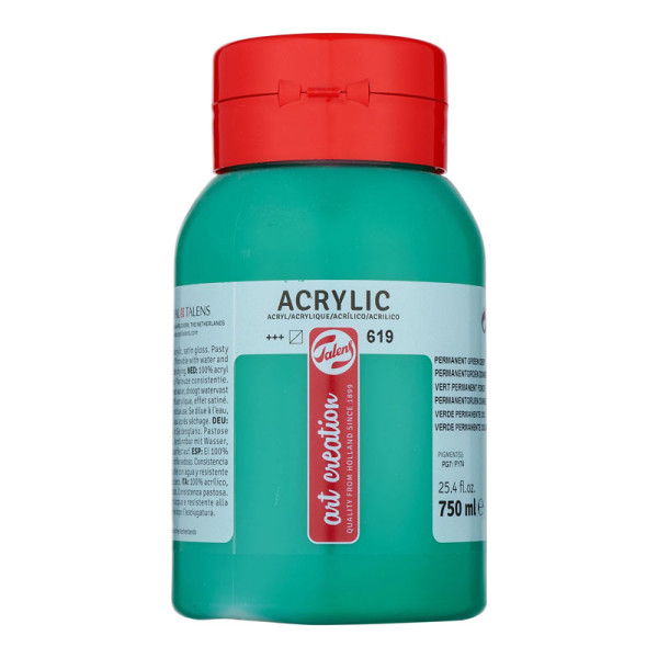 photo-Peinture acrylique - Vert Permanent Foncé - 619 - Pot de 750 ml - Talens Art Creation