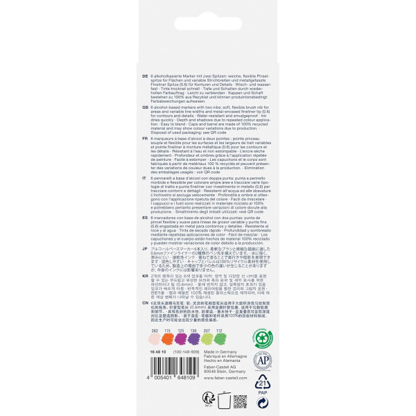 6 Feutres de coloriage - A base d'alcool - Double pointes - Goldfaber - Faber Castell