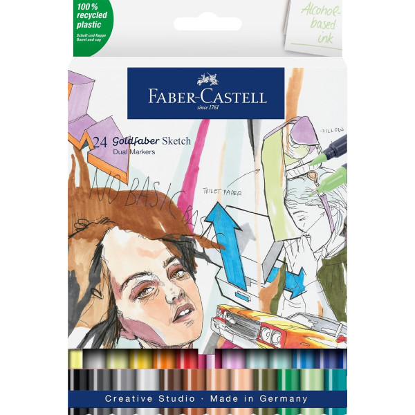 Photo - 24 feutres de coloriage - A base d'alcool - Double pointes - Faber Castell - Goldfaber