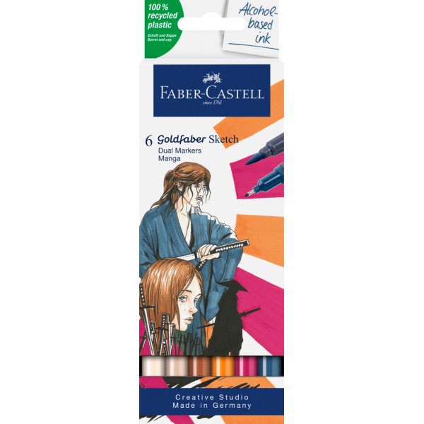 Photo - 6 Feutres de coloriage - A base d'alcool - Double pointes - Manga - Faber Castell - Goldfaber