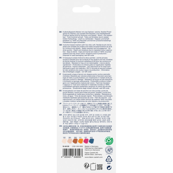 6 Feutres de coloriage - A base d'alcool - Double pointes - Manga - Faber Castell - Goldfaber