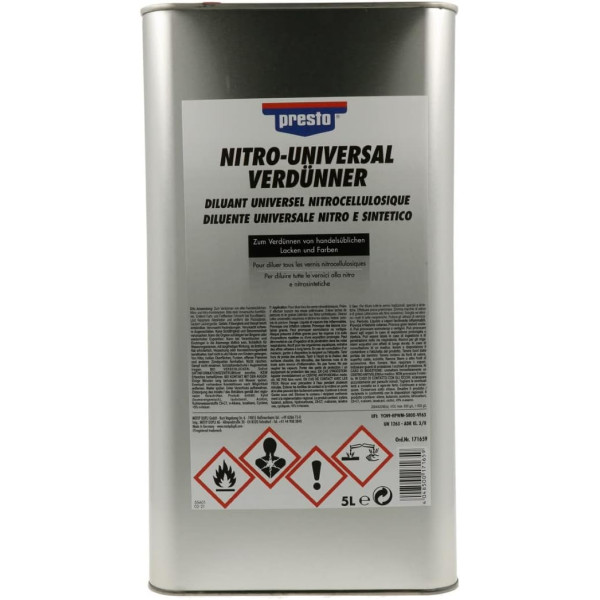photo-Diluant - Nitro - Universel - Pour peinture - Presto - Bidon de 5L