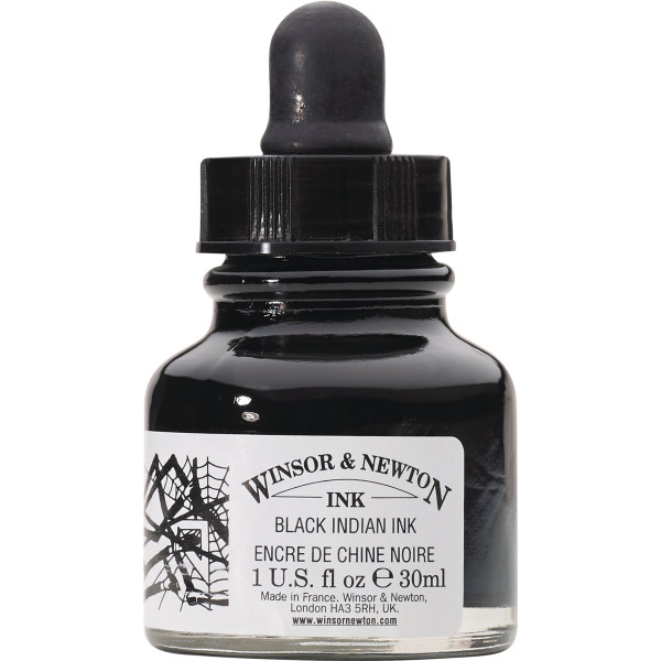 Photo - Flacon - Encre de Chine - Noir - 30 ml - Winsor et Newton