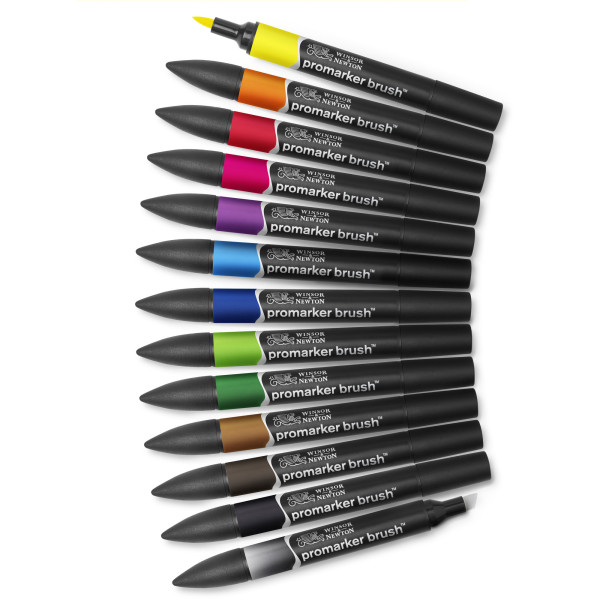 Feutres - Promarker Brush - 12 couleurs vives - Winsor et Newton - Dessin - Illustration
