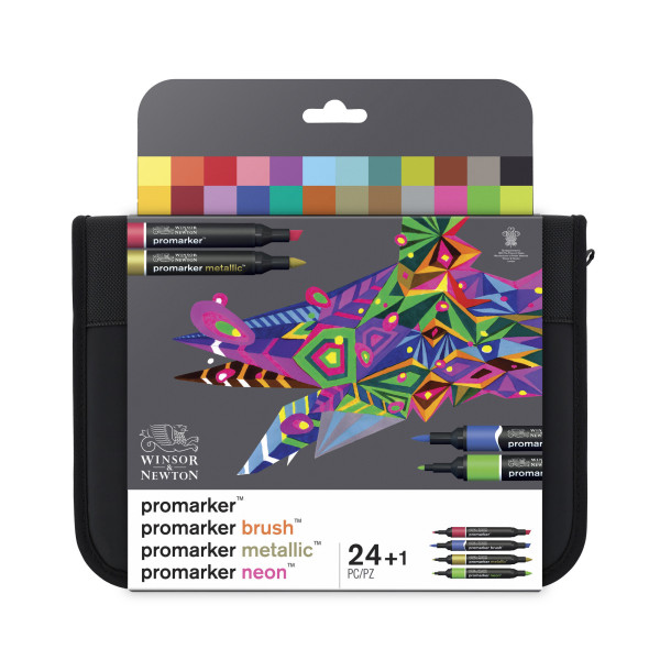 photo-Feutres - Promarker - Trousse - 25 couleurs - Assortiment - Winsor et Newton