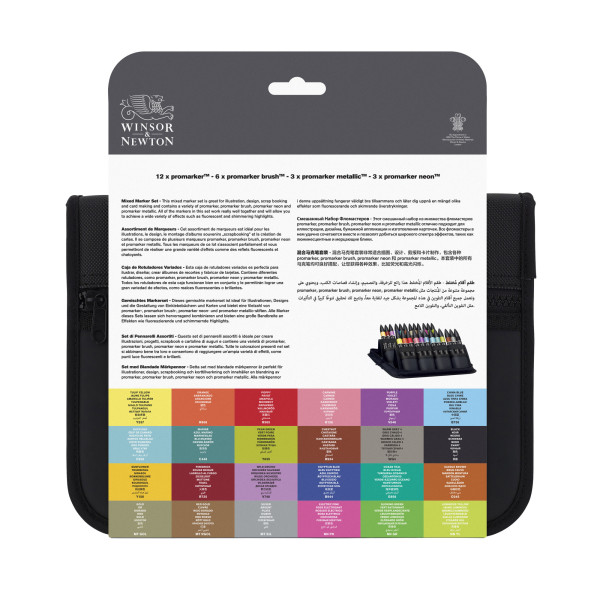 Feutres - Promarker - Trousse - 25 couleurs - Assortiment - Winsor et Newton