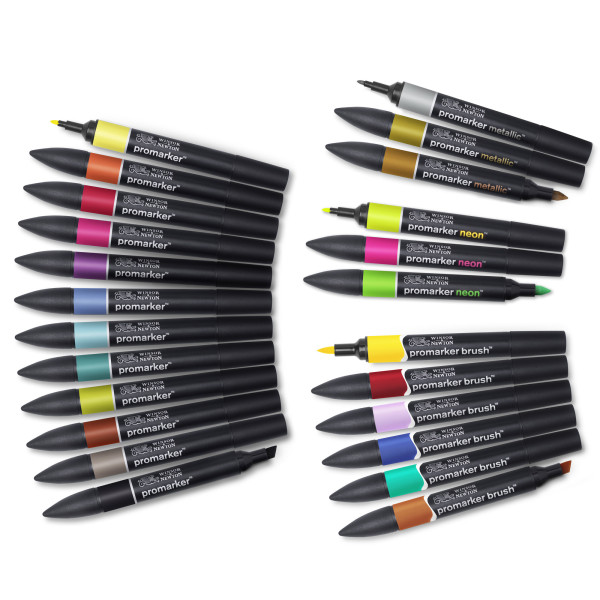 Feutres - Promarker - Trousse - 25 couleurs - Assortiment - Winsor et Newton