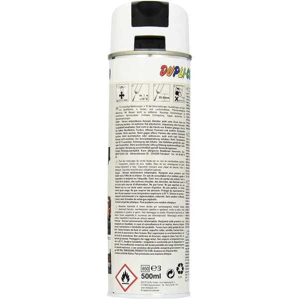 12 bombes de peinture - Blanc - Marquage craie - Repérage - Effaçable - 500ml