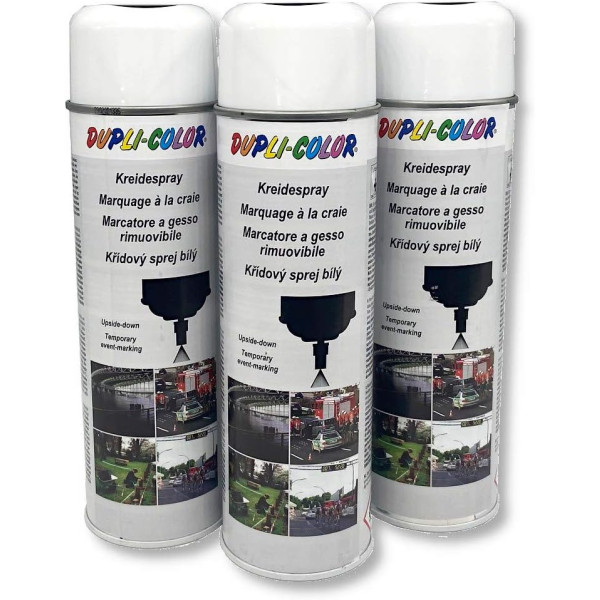 photo-3 bombes de peinture - Blanc - Marquage craie - Repérage - Effaçable - 500ml