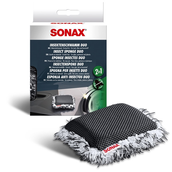 Eponge - Microfibre - Pour nettoyer les insectes - Auto - Carrosserie - Vitres - SONAX