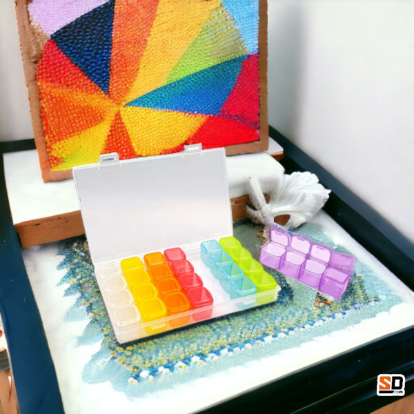 Boîte de rangement - Diamants pour Diamond Painting - Plastique - 28 cases