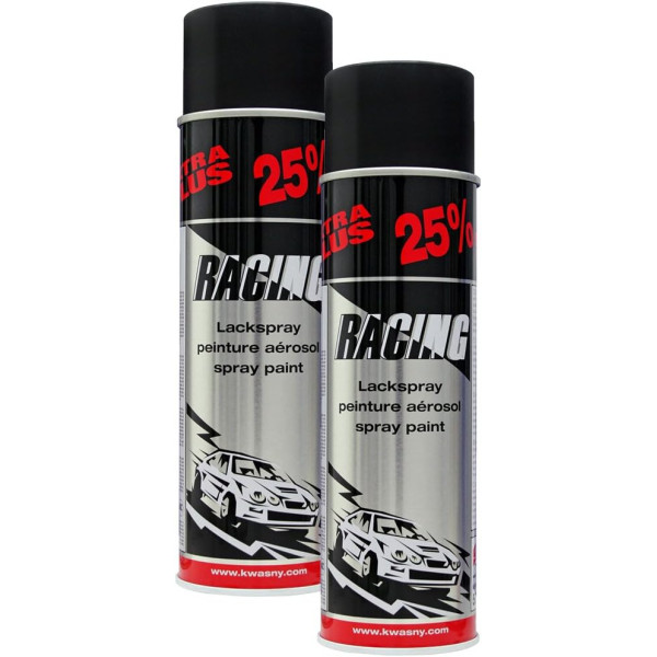 photo-2 bombes de peinture - Carrosserie voiture - Racing - Noir mat - 500ml