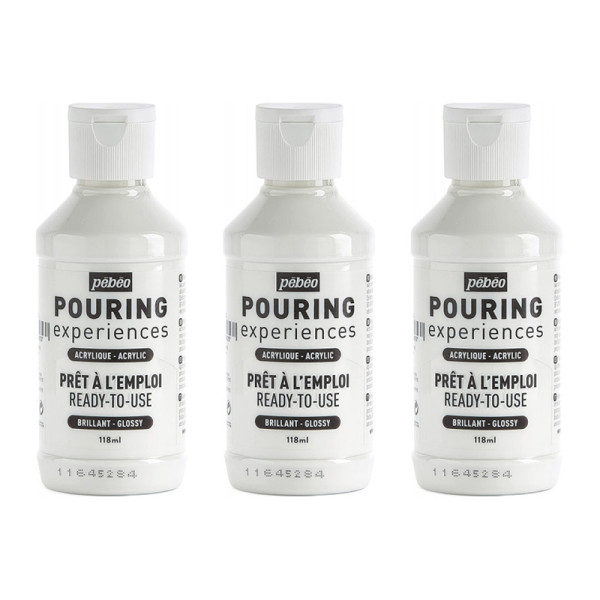 photo-Peinture acrylique - Pouring - Pébéo - Blanc de titane - lot de 3 flacons - 118ml