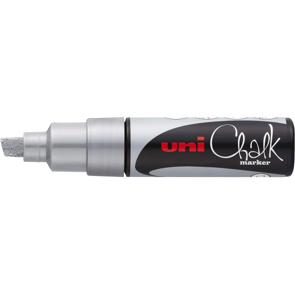 Photo - Marqueur craie -  Pointe large - Argent - Uni chalk marker - Uni Ball