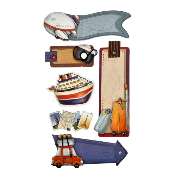 Photo - Stickers - 3D - Scrapbooking - Thème voyage - Erica
