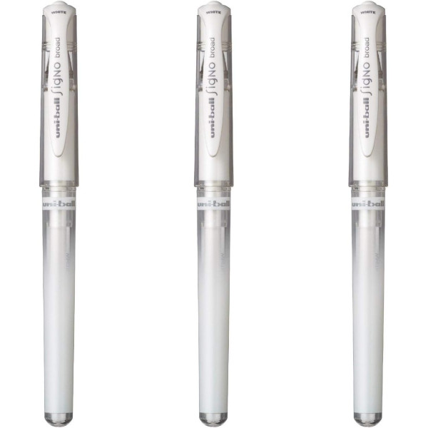 photo-3 stylos roller Uni-Ball Signo Broad Blanc métallisé