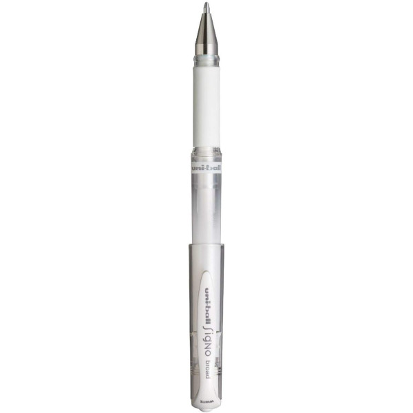 3 stylos roller Uni-Ball Signo Broad Blanc métallisé