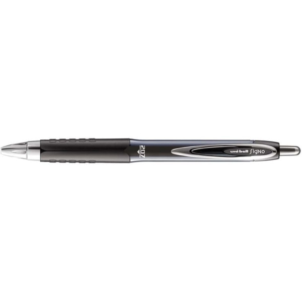 5 stylos roller encre gel noir pointe moyenne 0.7 mm Uni-Ball Signo 207