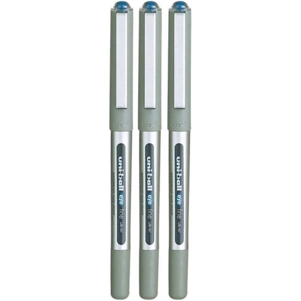 photo-Lot de 3 stylos roller bleu Uni Ball EYE pointe fine 0,7mm