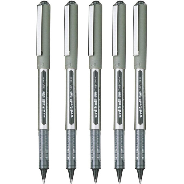 photo-Lot de 5 stylos roller noir Uni Ball EYE pointe fine 0,7mm