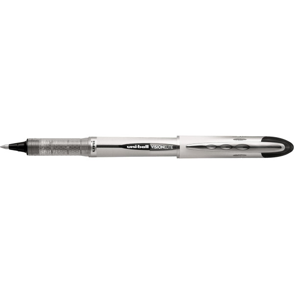 12 stylos roller bille noir vision élite pointe moyenne 0,8mm Uni Ball