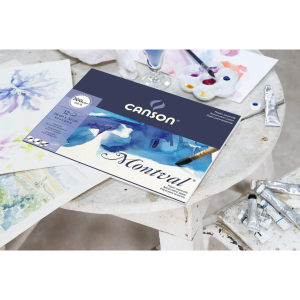 Bloc - Aquarelle - 24x32 cm - Grain fin - 12 Feuilles - 300g - Montval - Canson