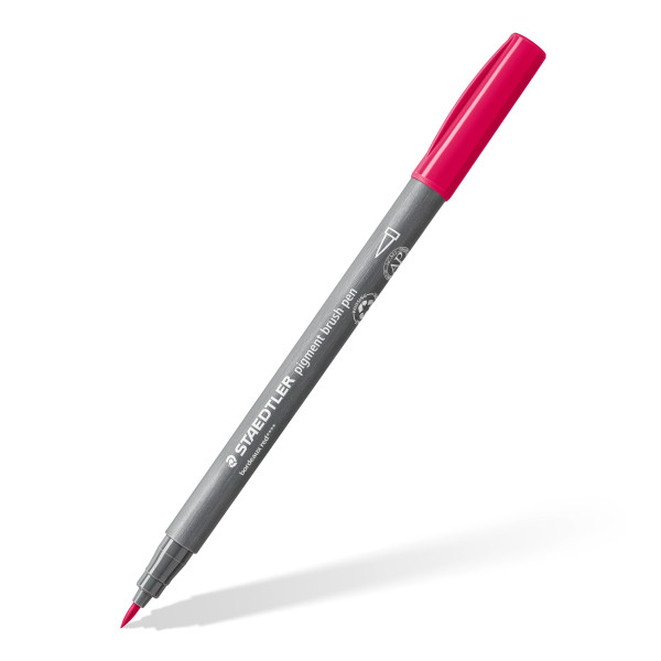 6 feutres - Pointe pinceau - Staedtler - Pigment Arts Pen - Assortis rouge et rose